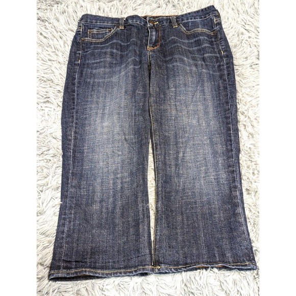 J Crew Matchstick Capri Jeans Womens Size 31 Dark Wash Blue Denim Stretch 31x20 - Picture 1 of 12